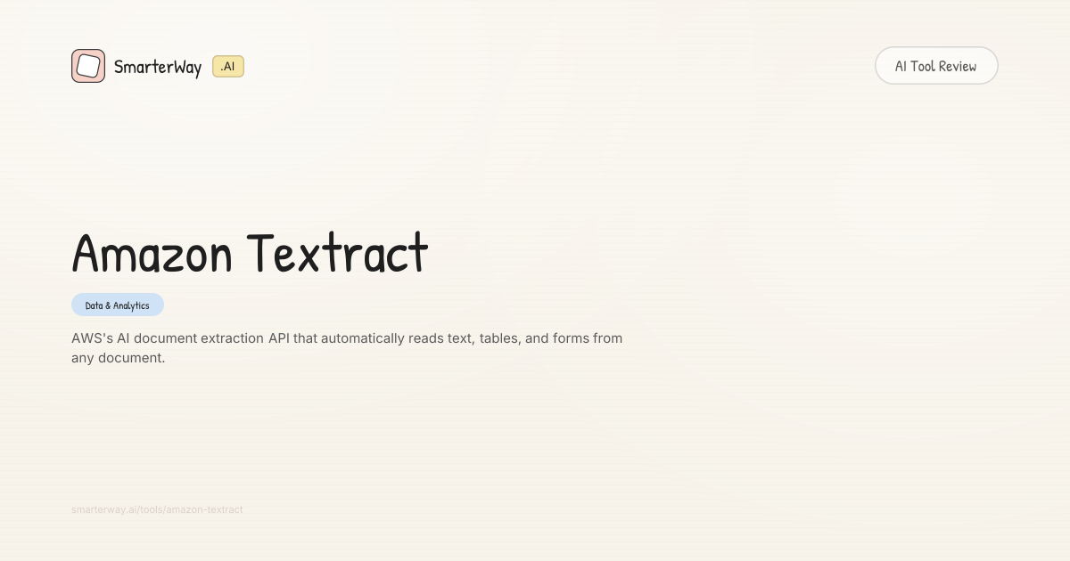Amazon Textract Review: Data & Analytics AI Tool | SmarterWay.AI