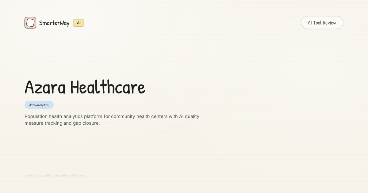 Azara Data Azara Healthcare Review: data-analytics AI Tool | SmarterWay.AI