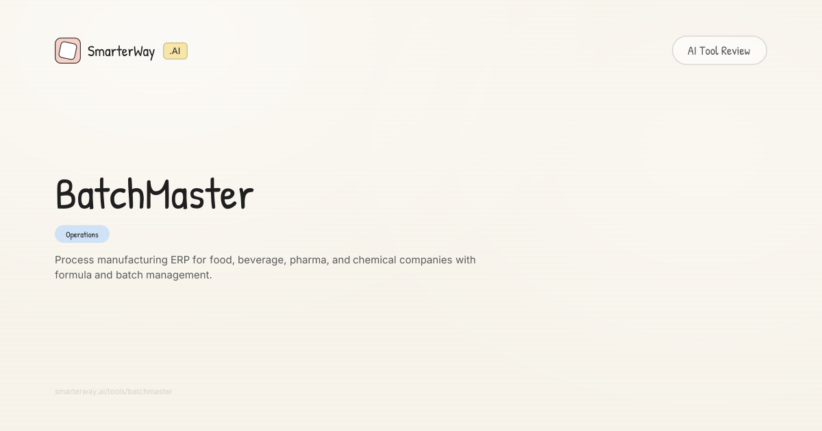 BatchMaster Review: Operations AI Tool | SmarterWay.AI
