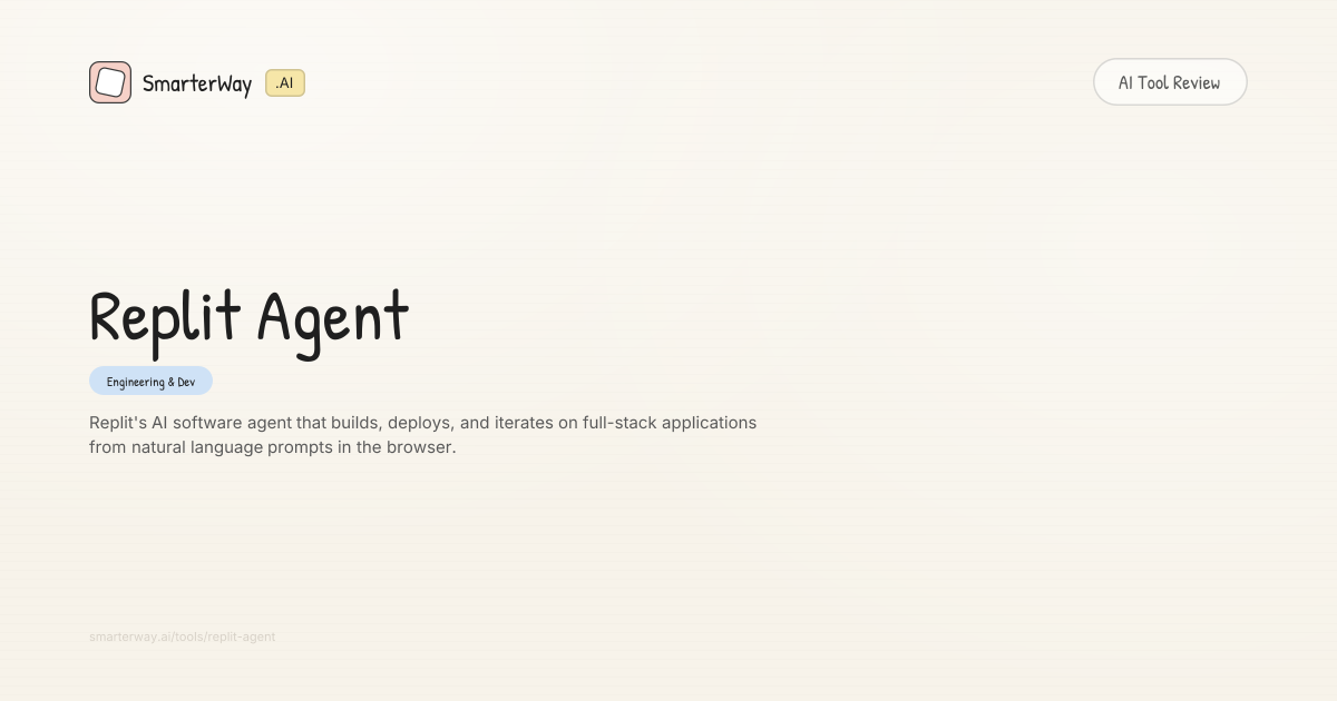 Replit Agent Review: Engineering & Dev AI Tool | SmarterWay.AI