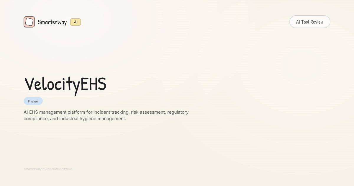 VelocityEHS Review: Finance AI Tool | SmarterWay.AI